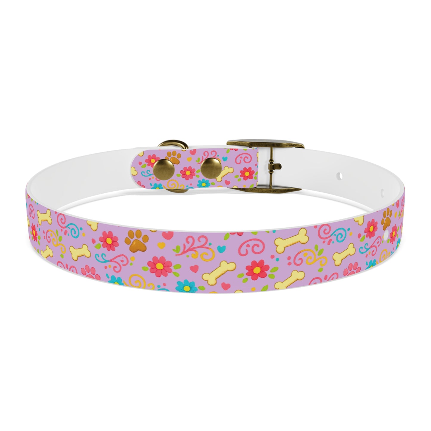 Dog Collar - Pink Pastel Floral & Bones