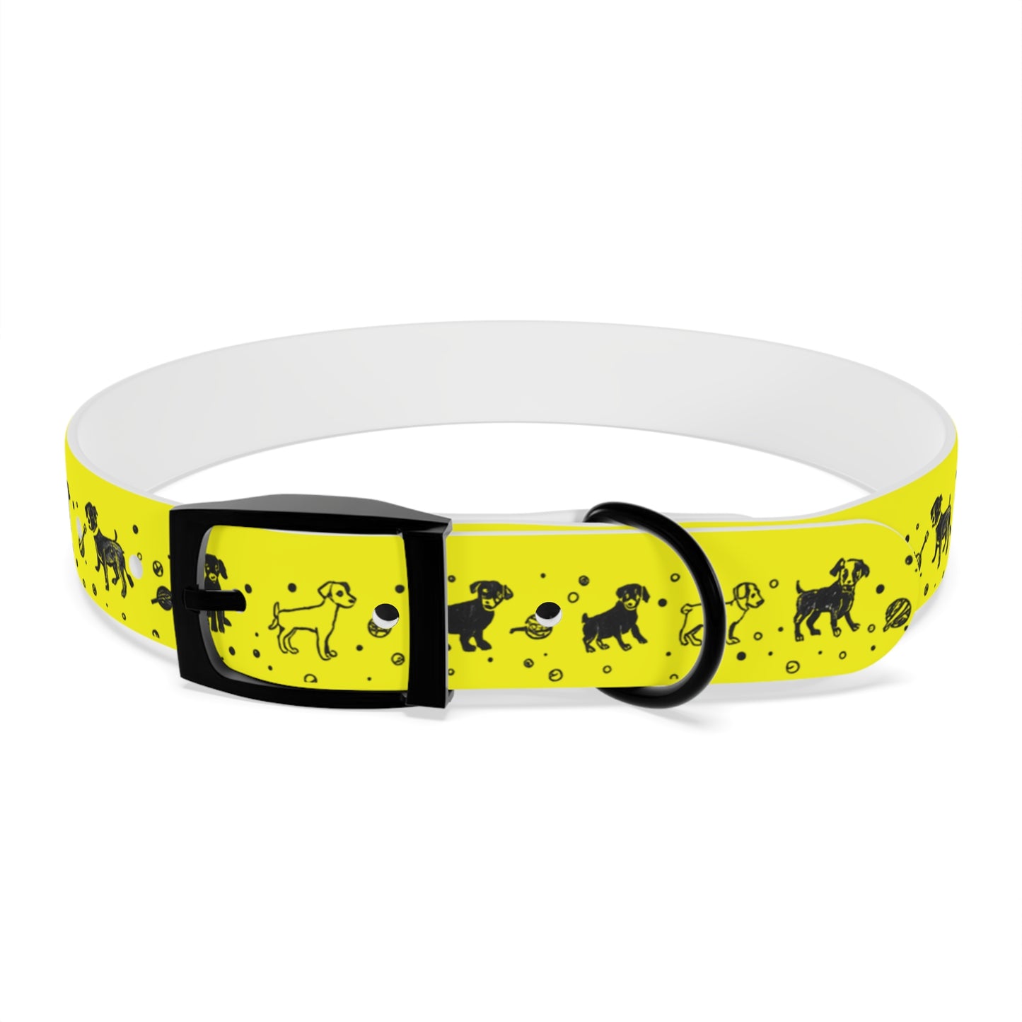 Dog Collar - Yellow Puppy Pattern