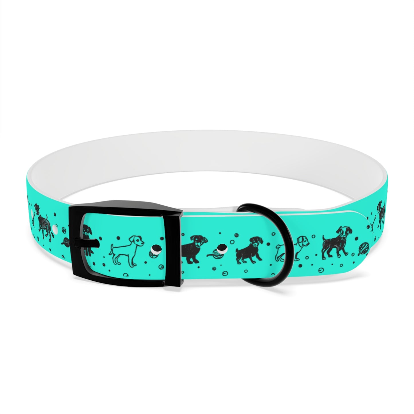 Dog Collar - Turquoise Puppy Pattern