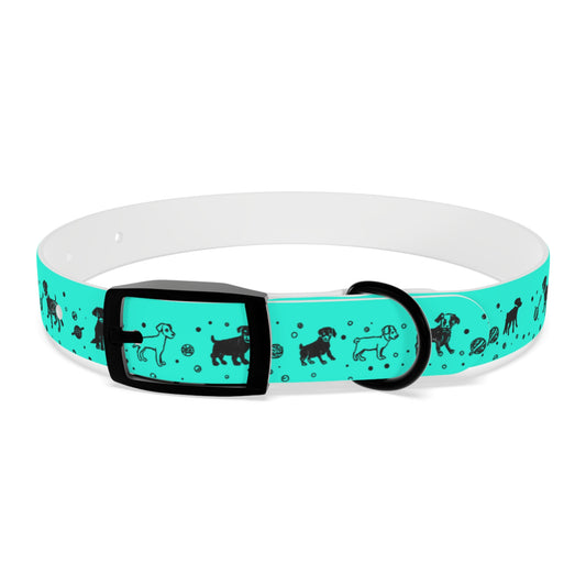 Dog Collar - Turquoise Puppy Pattern