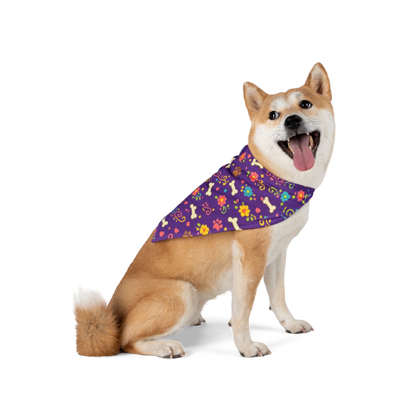 Dog Bandana - Grape Floral and Bones