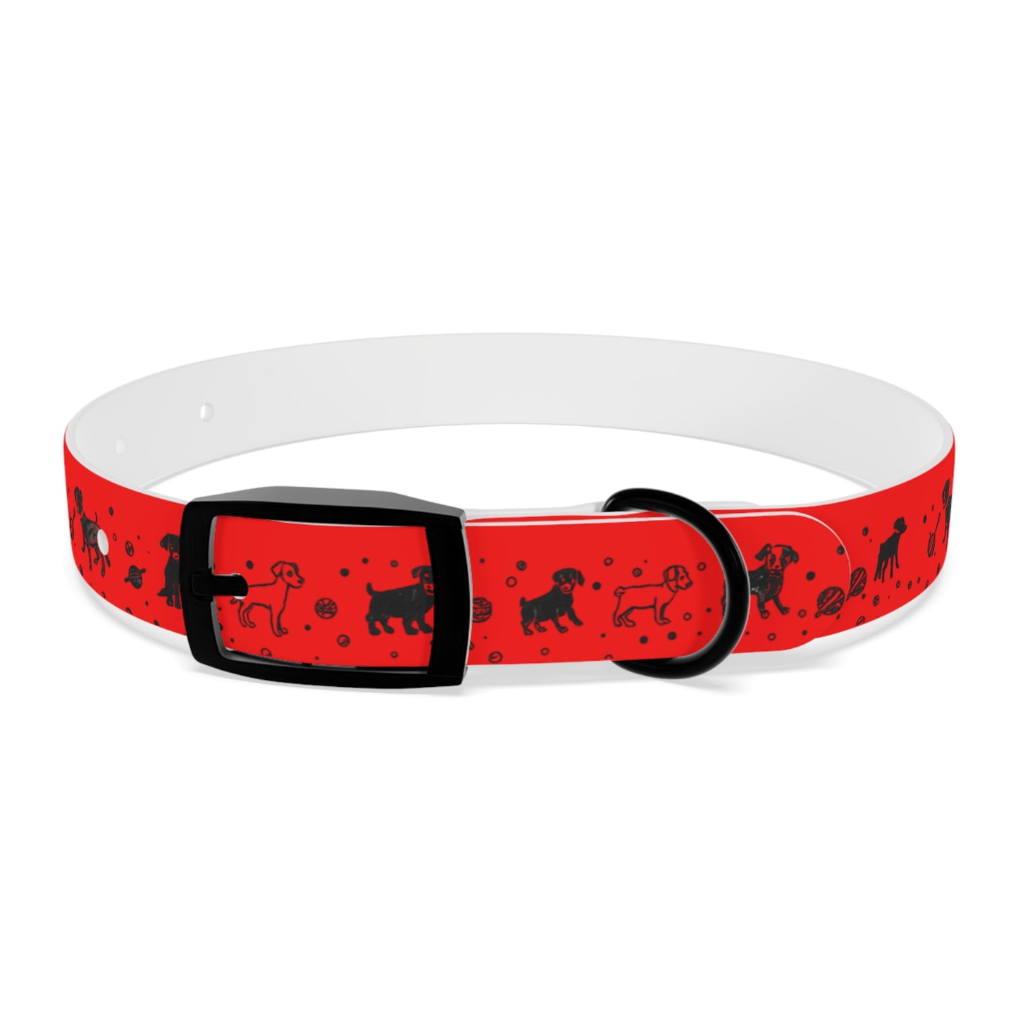 Dog Collar - Red Puppy Pattern