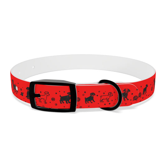 Dog Collar - Red Puppy Pattern
