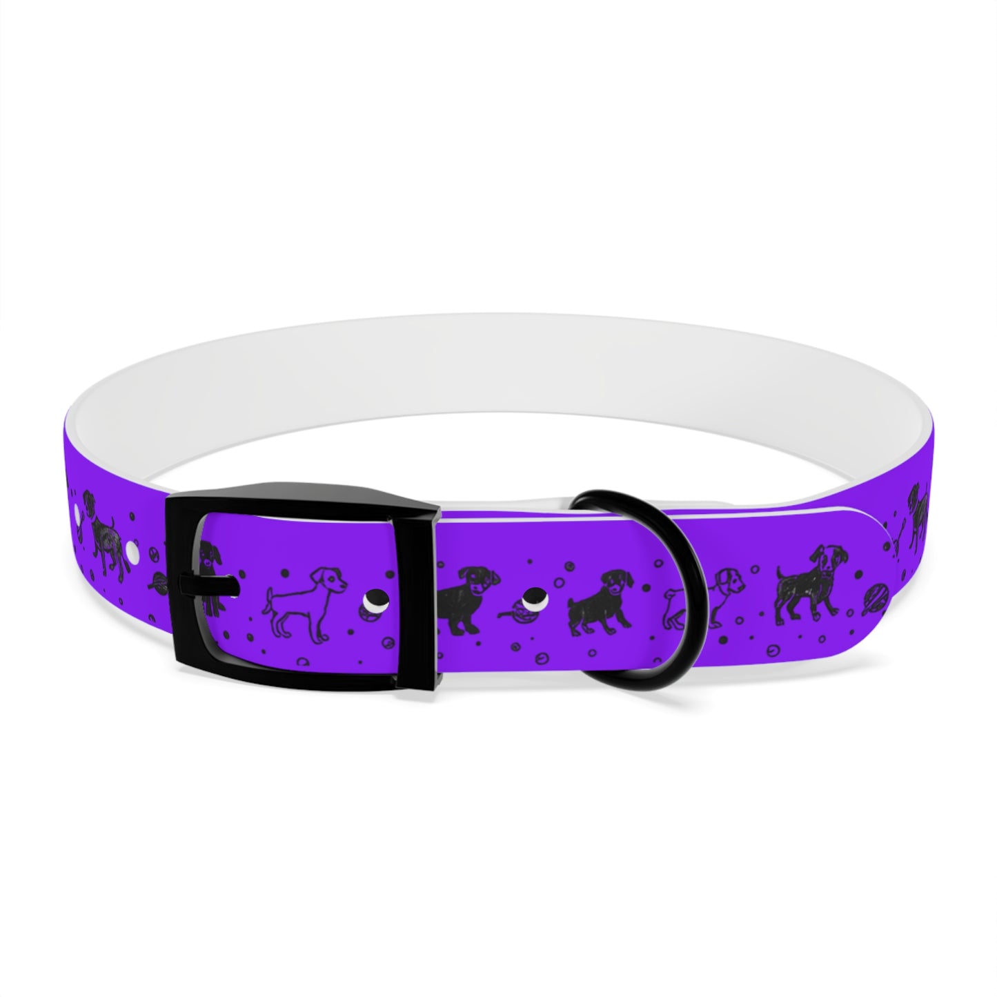 Dog Collar - Purple Puppy Pattern