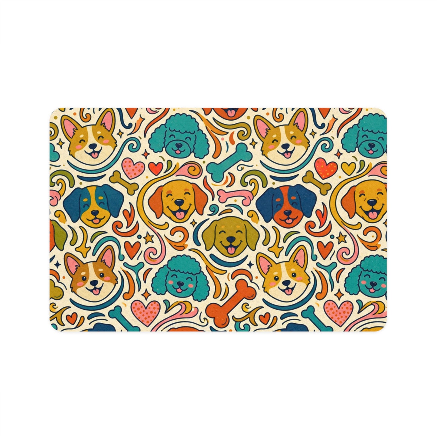 Pet Food Mat - Happy Dogs