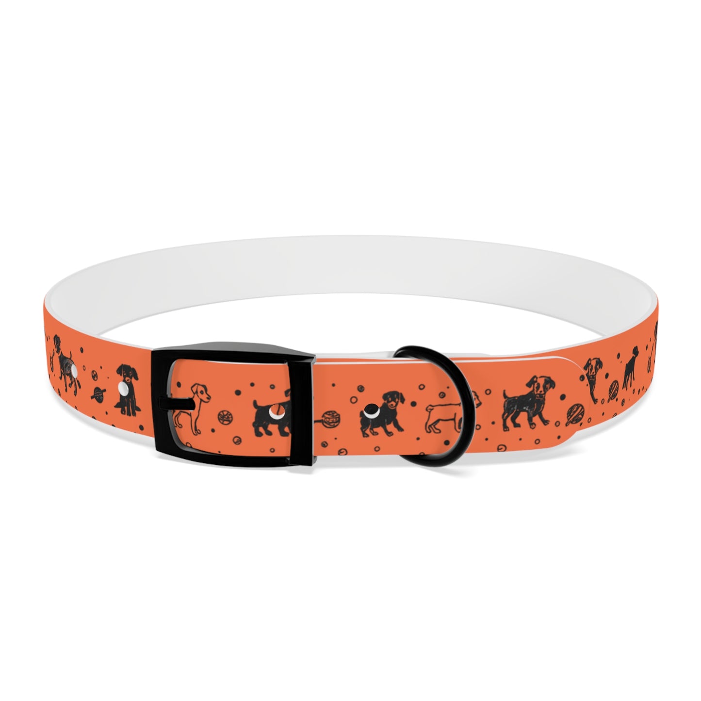 Dog Collar - Orange Puppy Pattern