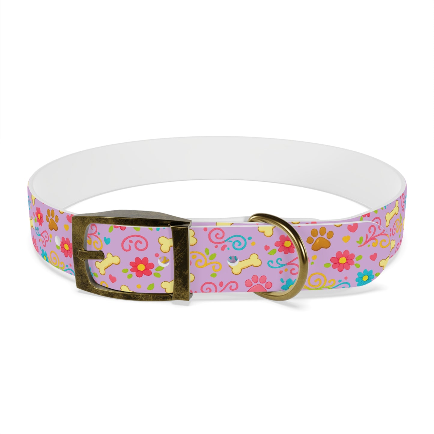 Dog Collar - Pink Pastel Floral & Bones