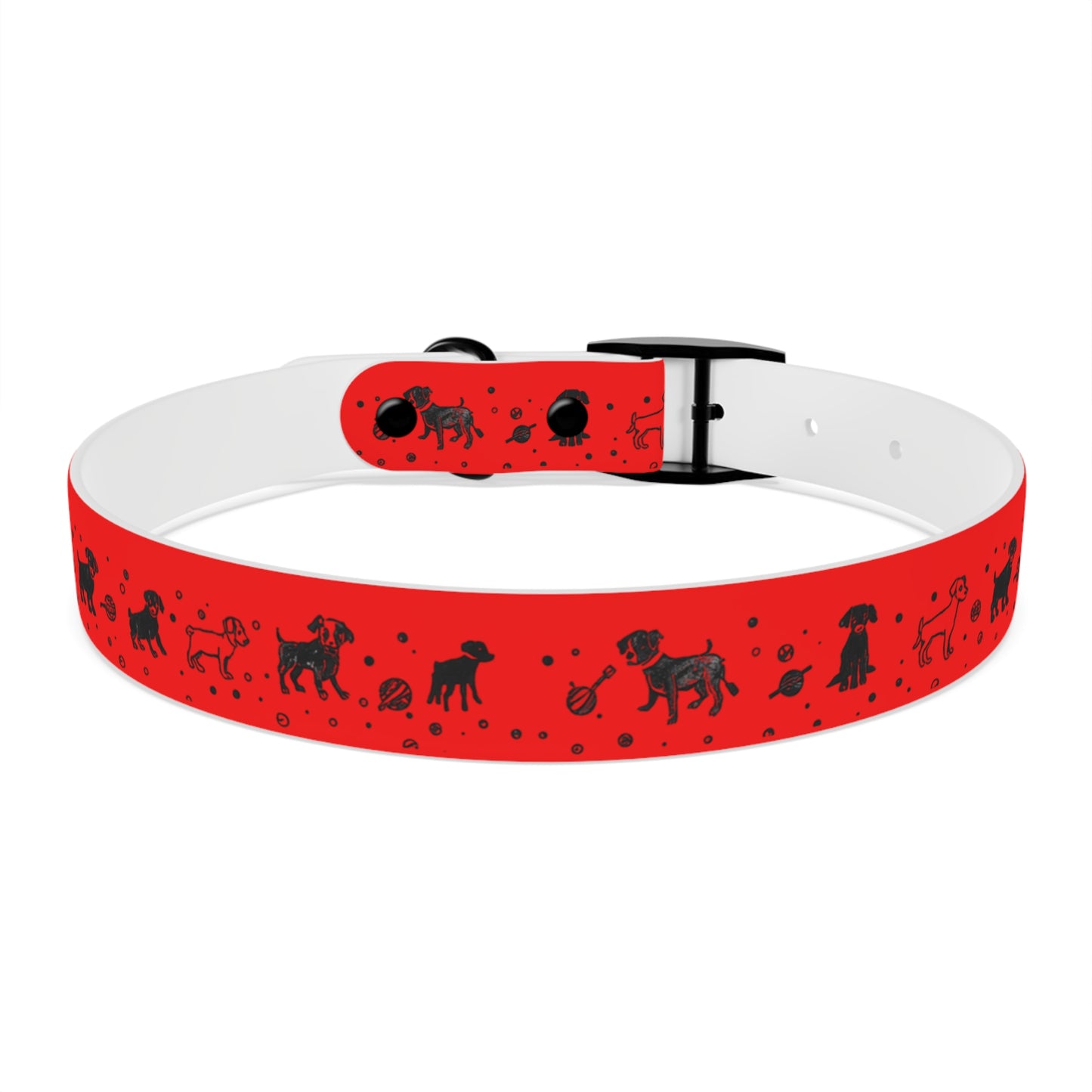 Dog Collar - Red Puppy Pattern