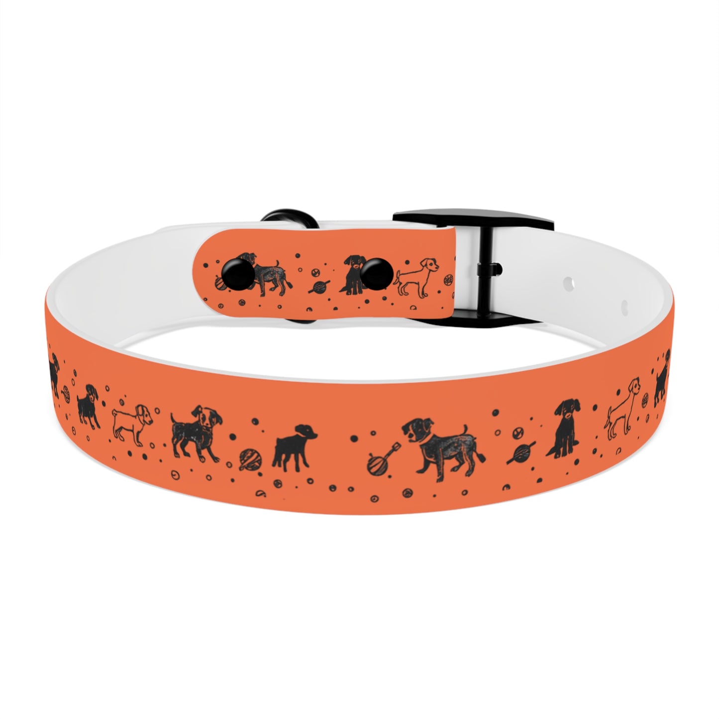 Dog Collar - Orange Puppy Pattern