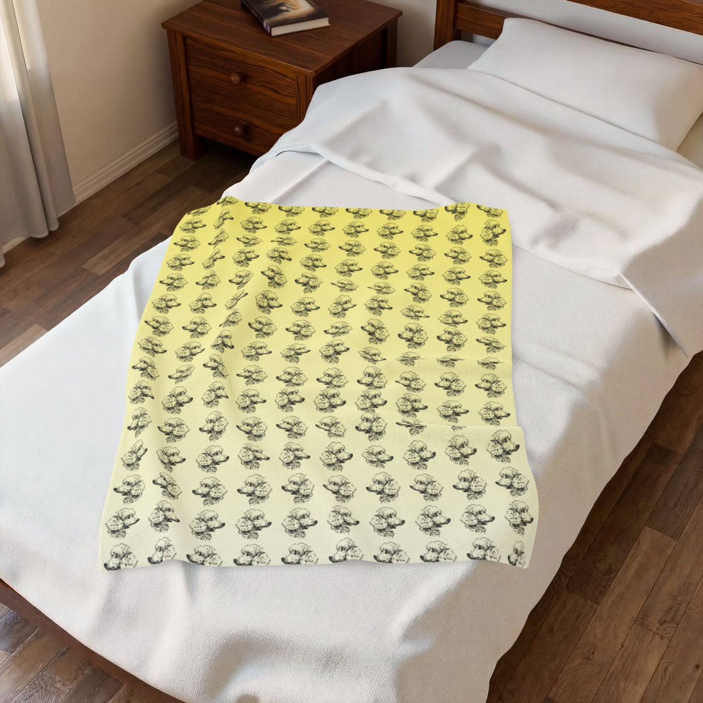Blanket - Yellow Poodle Velveteen Plush
