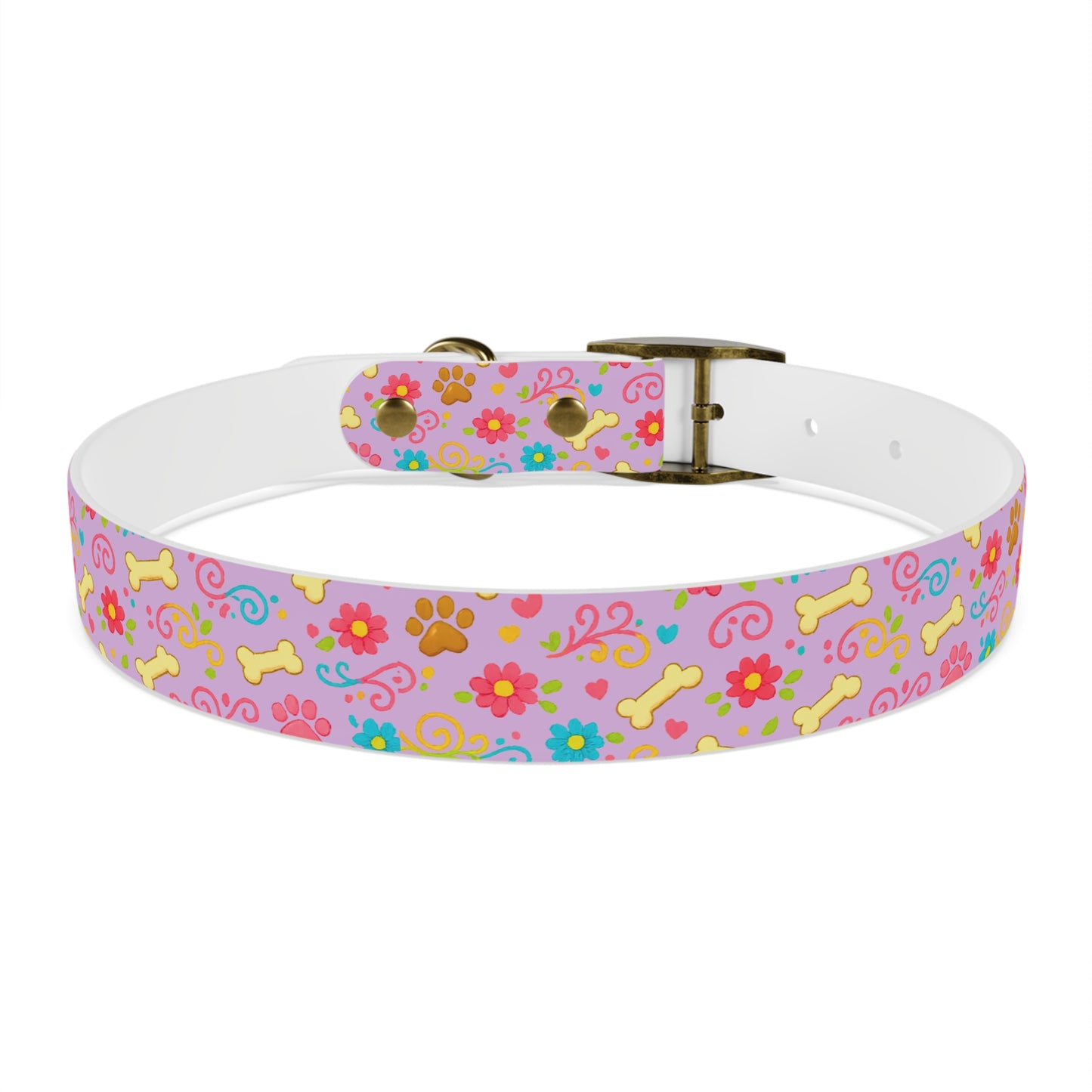 Dog Collar - Pink Pastel Floral & Bones