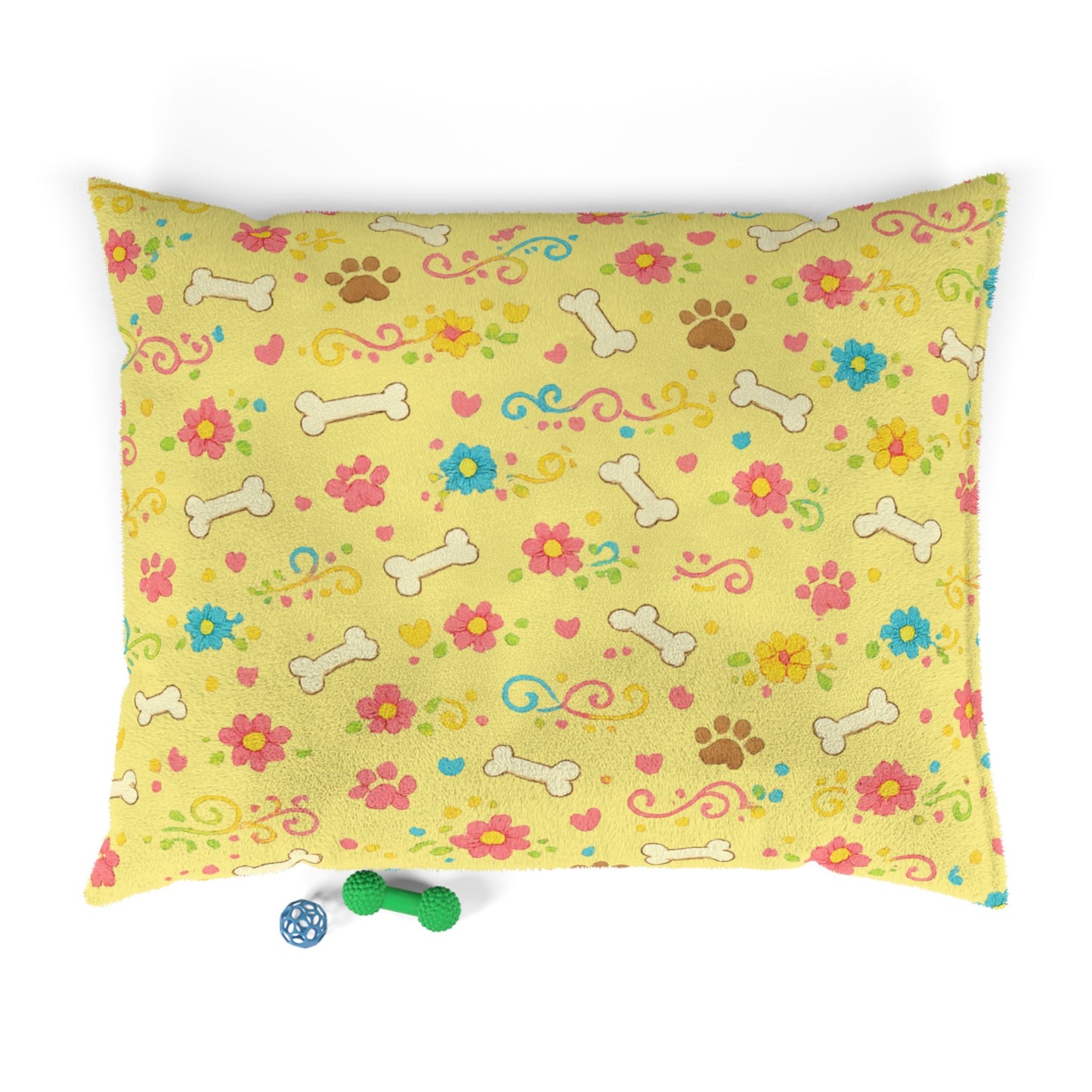 Dog Bed - Plush Sunshine Floral and Bones