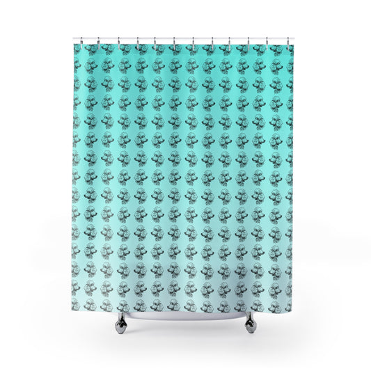 Shower Curtain — Poodle Pattern Aqua