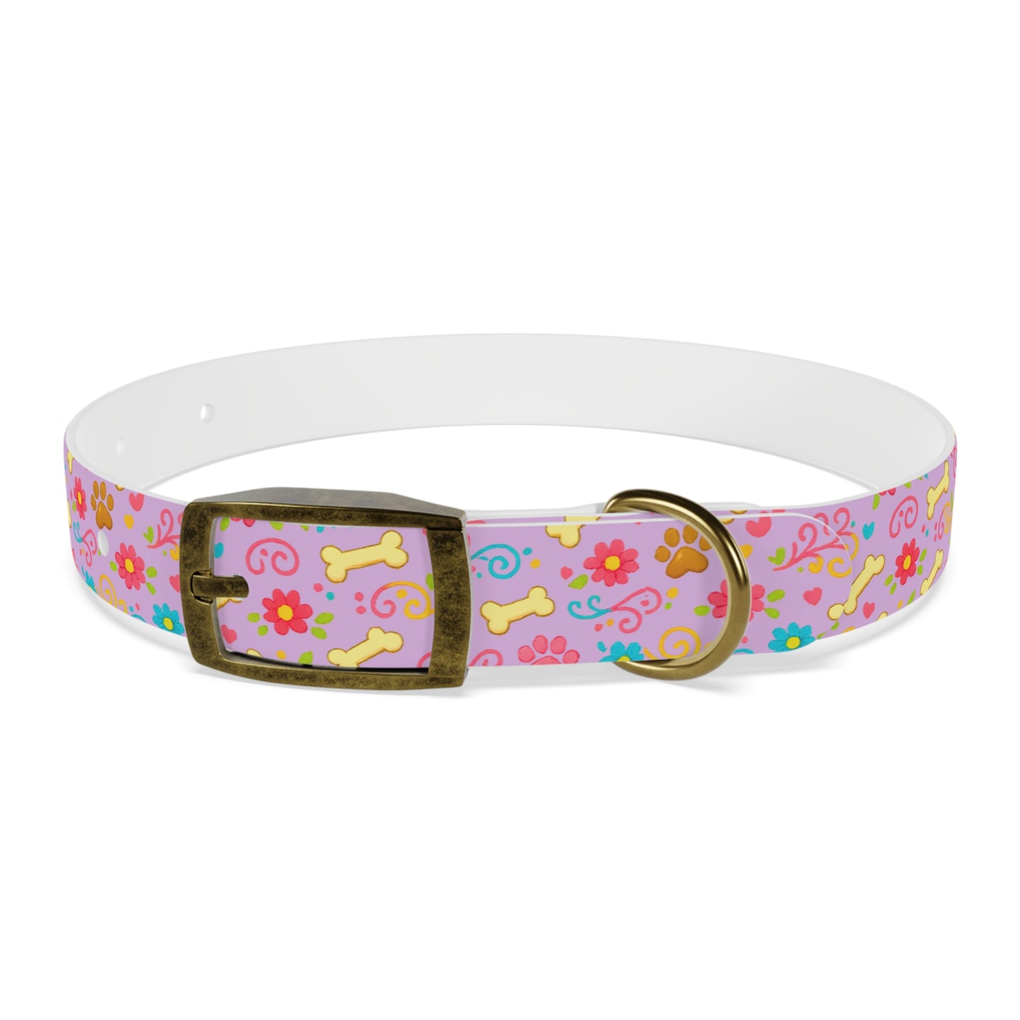 Dog Collar - Pink Pastel Floral & Bones