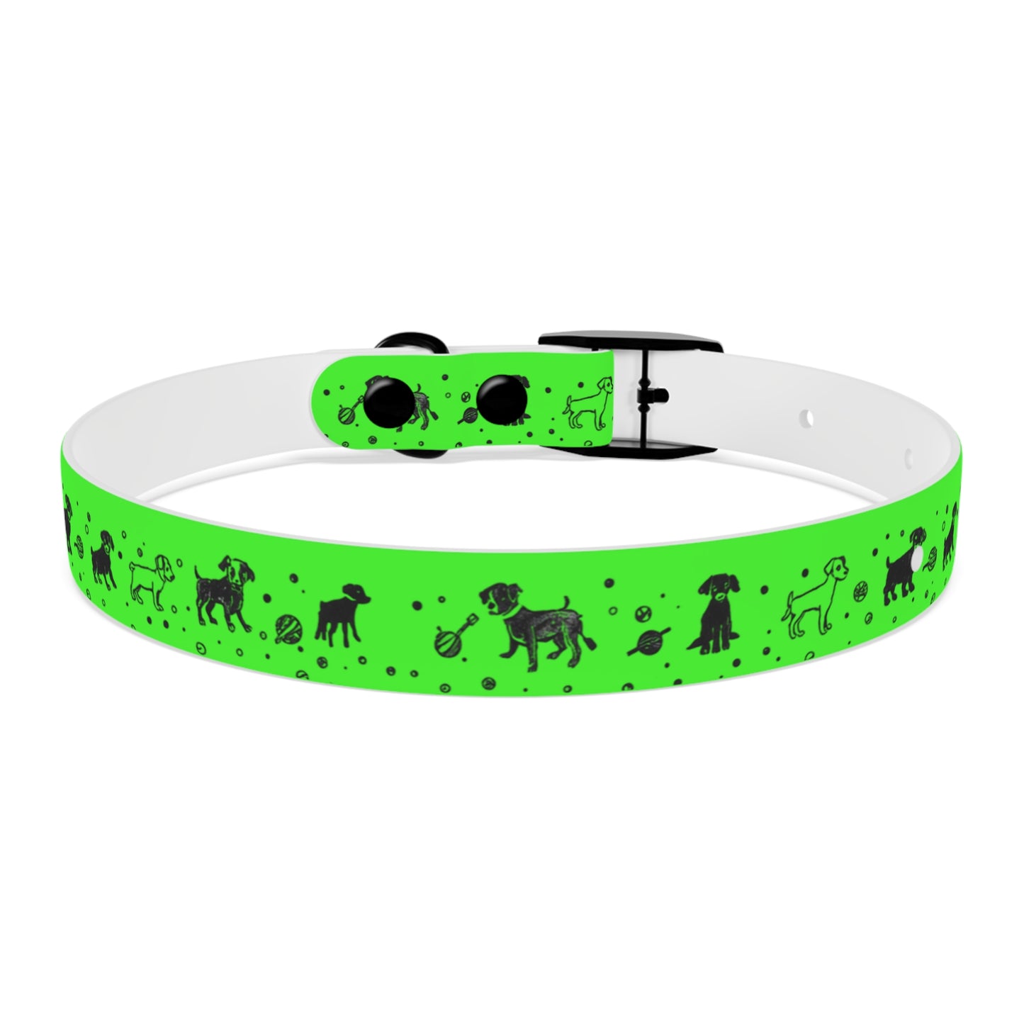 Dog Collar - Green Puppy Pattern