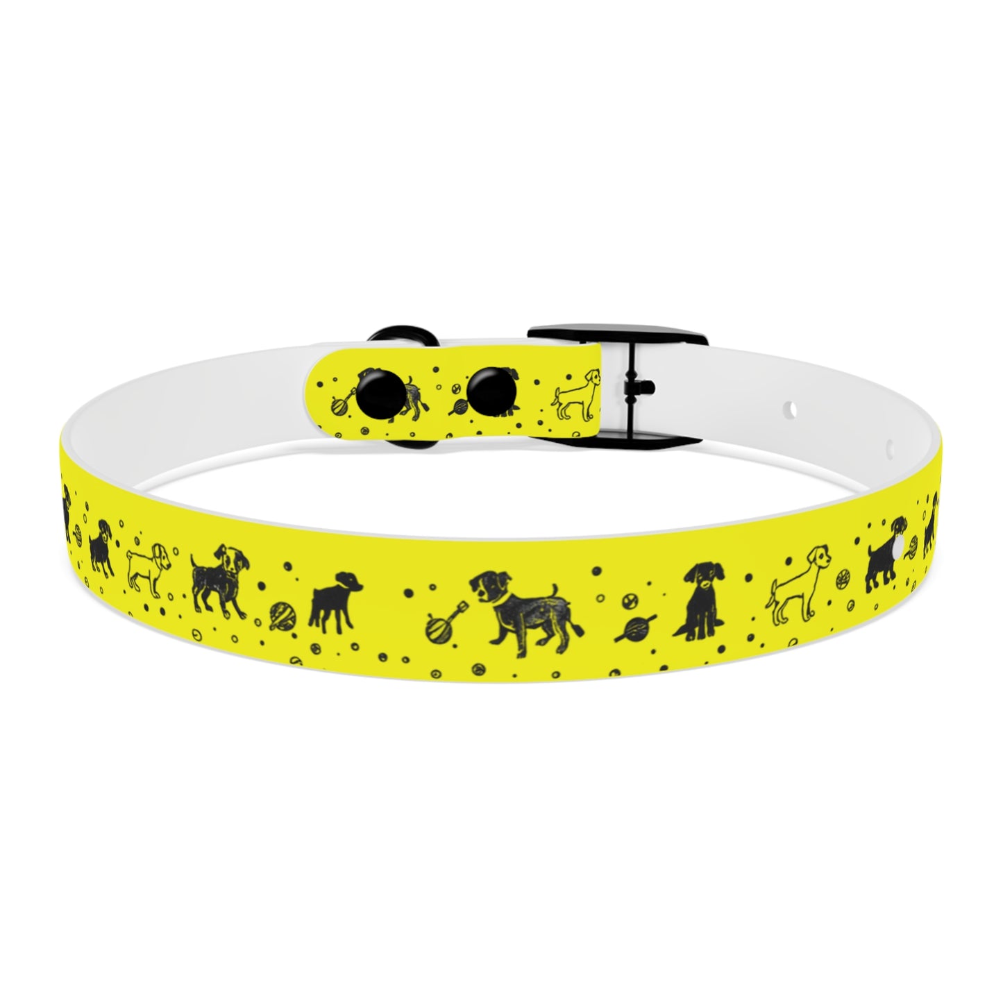 Dog Collar - Yellow Puppy Pattern