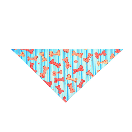 Dog Bandana - Dogbones on Blue Stripes