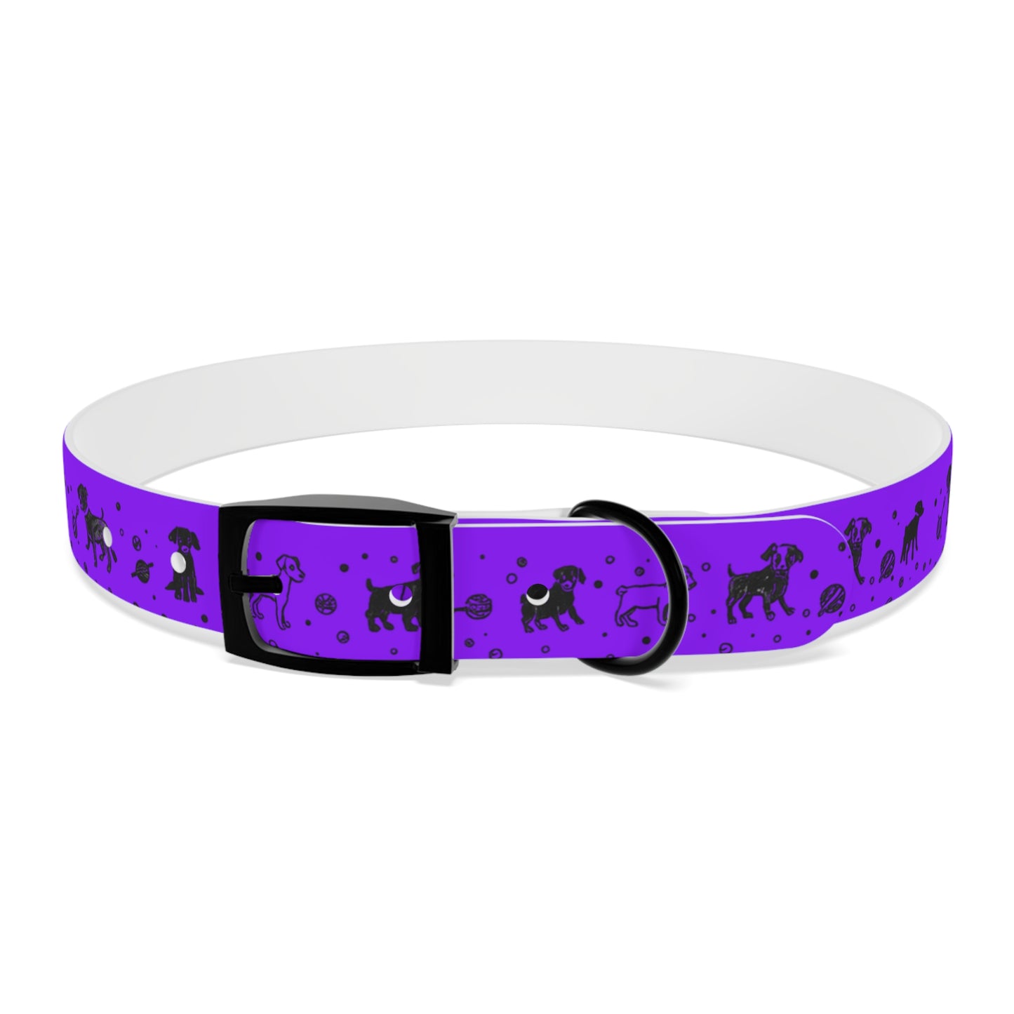 Dog Collar - Purple Puppy Pattern