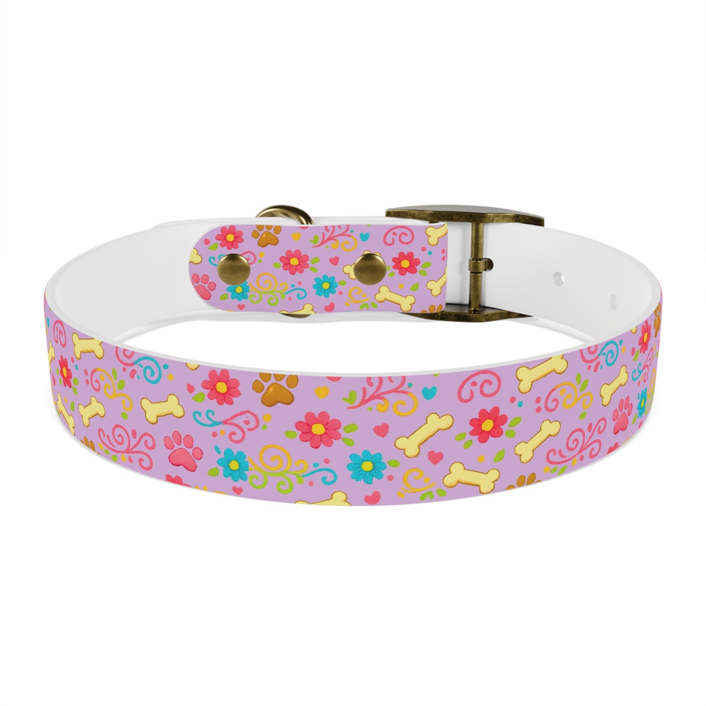 Dog Collar - Pink Pastel Floral & Bones