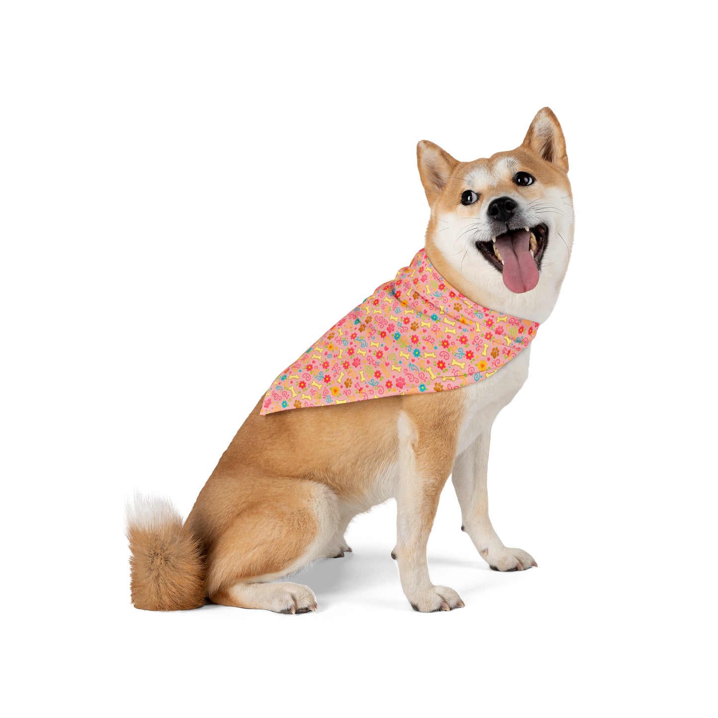 Dog Bandana - Peachy Floral and Bones