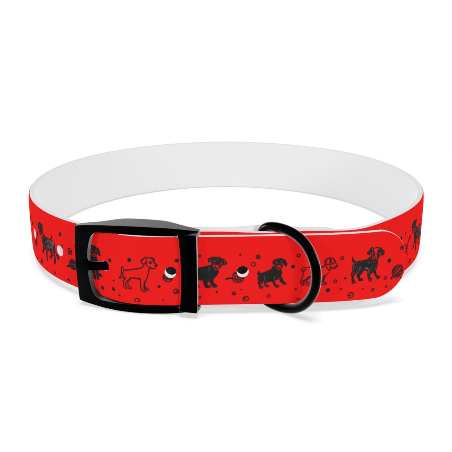 Dog Collar - Red Puppy Pattern