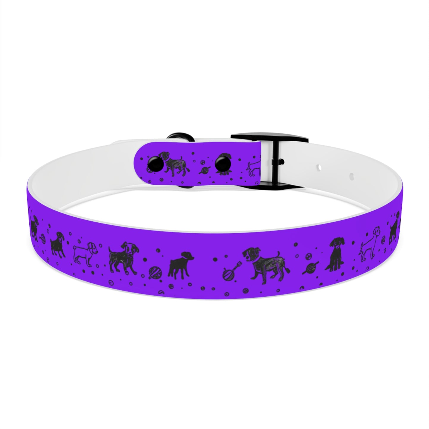 Dog Collar - Purple Puppy Pattern