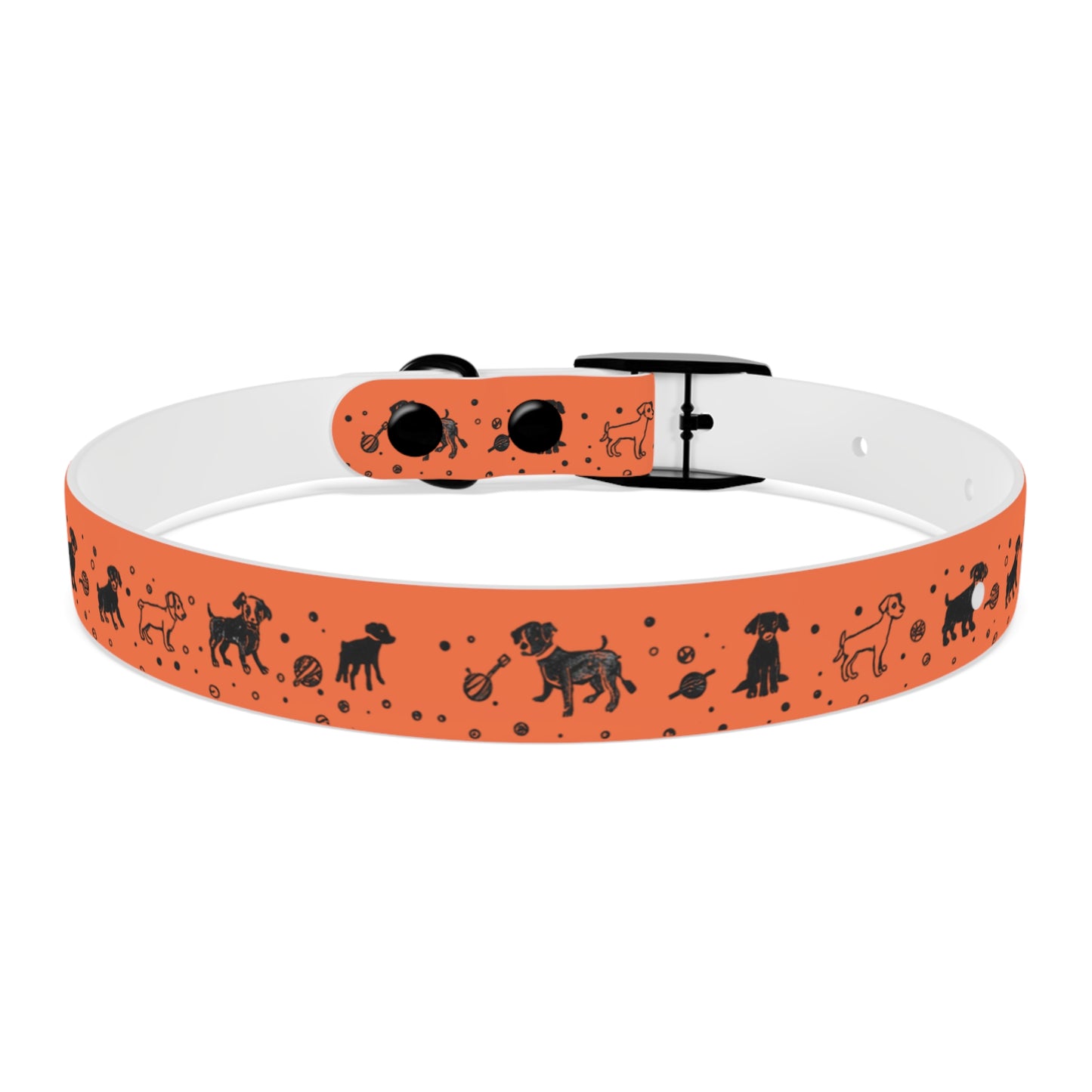 Dog Collar - Orange Puppy Pattern