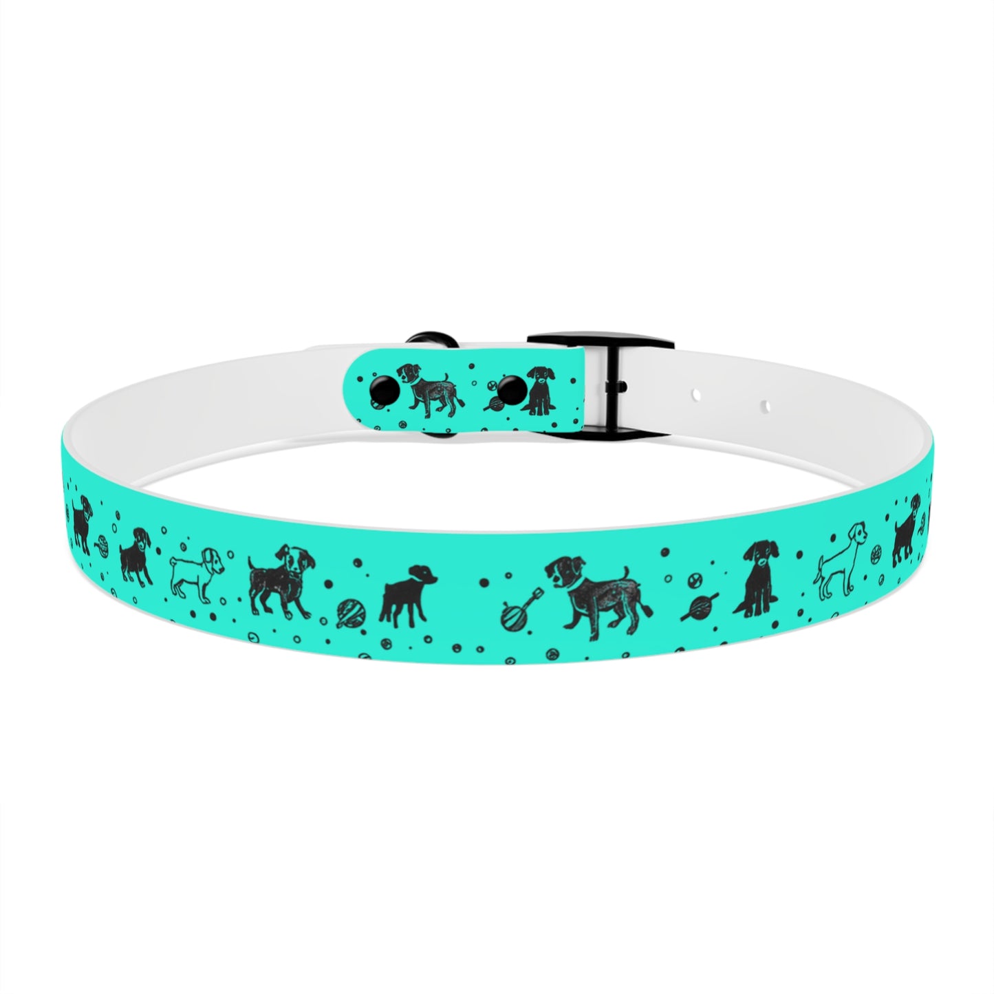 Dog Collar - Turquoise Puppy Pattern