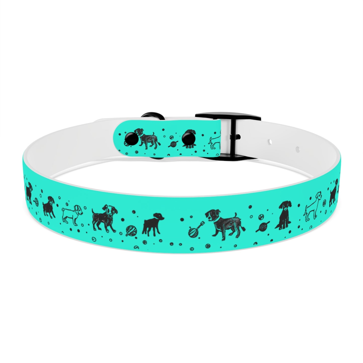Dog Collar - Turquoise Puppy Pattern