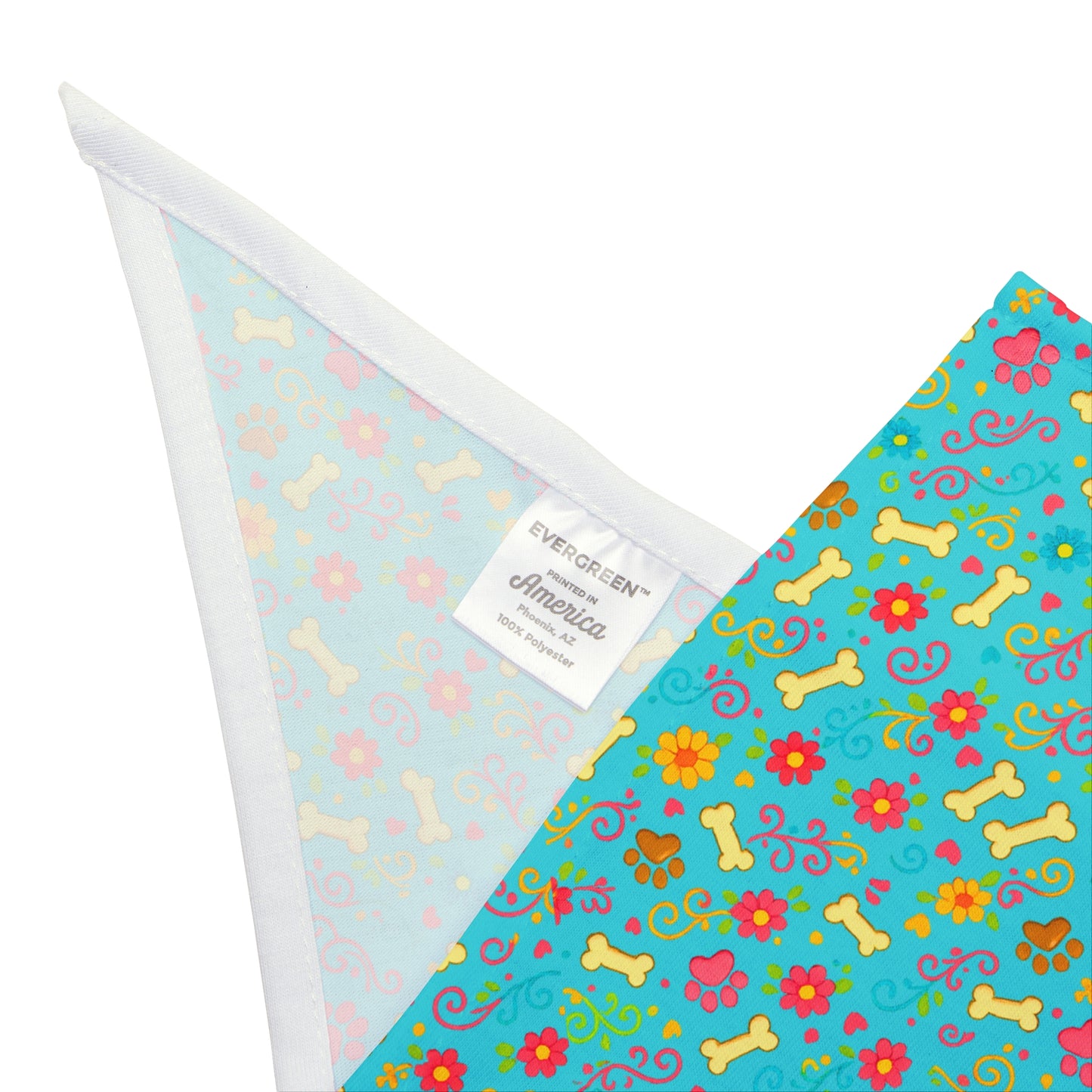 Dog Bandana - Aquamarine Floral and Bones