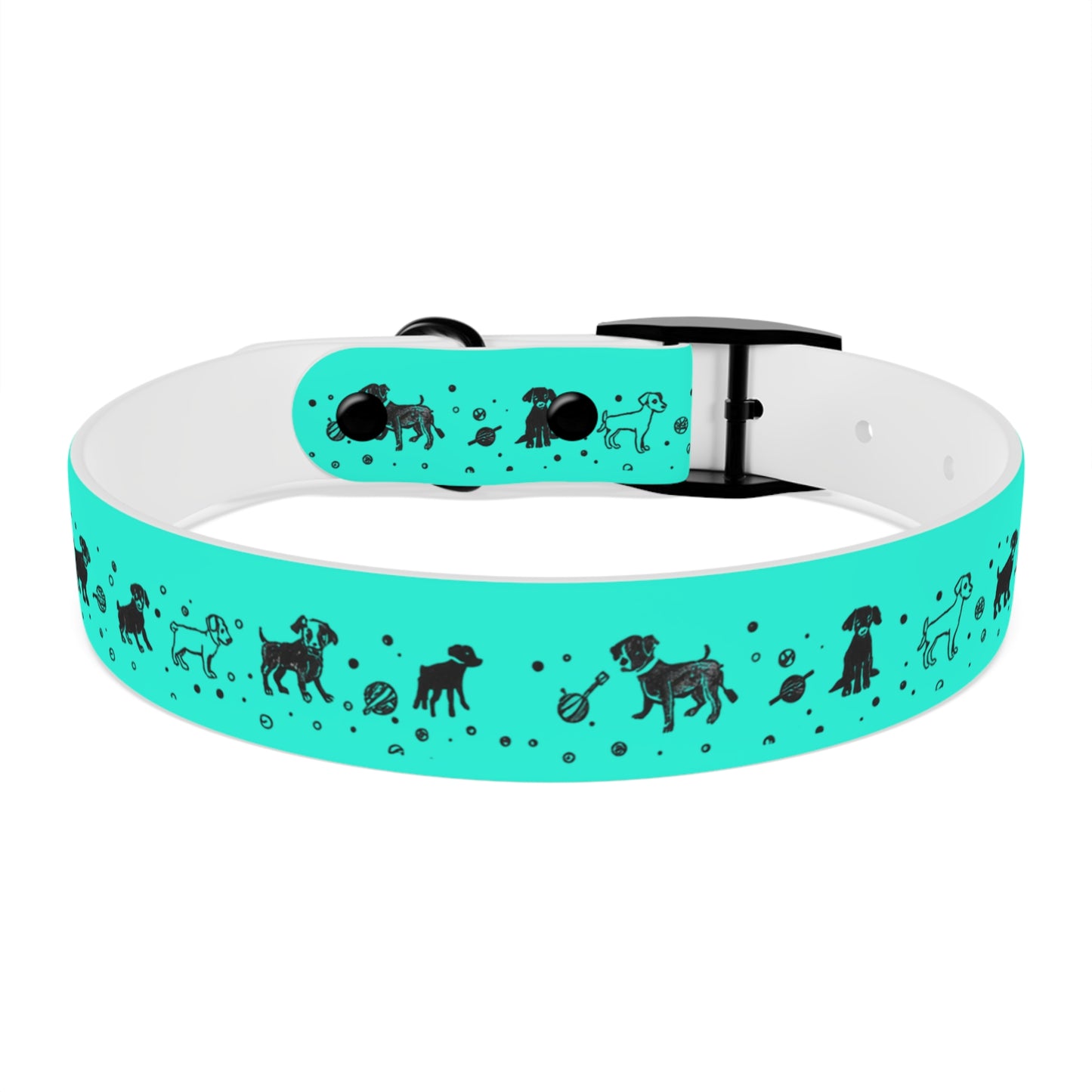 Dog Collar - Turquoise Puppy Pattern