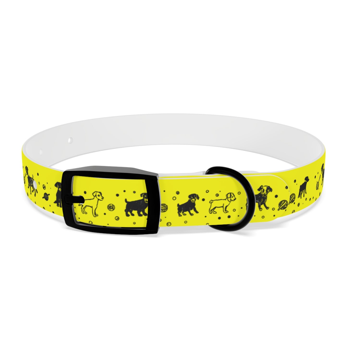 Dog Collar - Yellow Puppy Pattern
