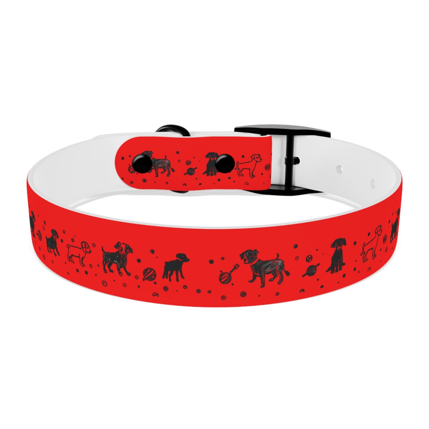 Dog Collar - Red Puppy Pattern
