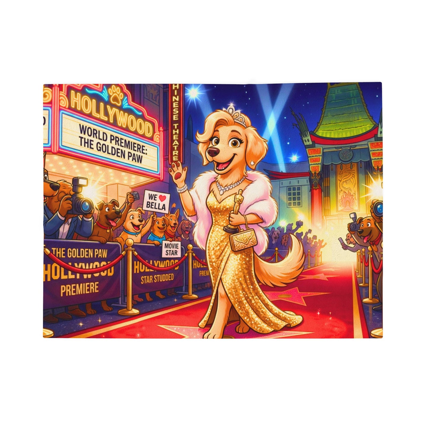 Velveteen Plush Blanket - Moviestar Pup